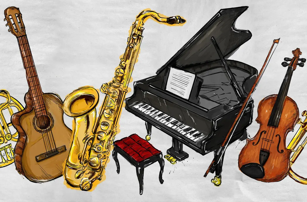 Instrumente muzicale pictate